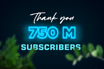750 Million subscribers celebration greeting banner with Glow Design