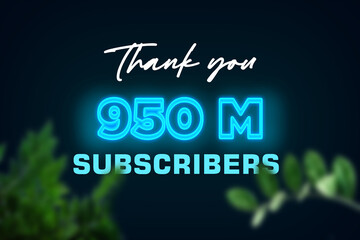 950 Million subscribers celebration greeting banner with Glow Design