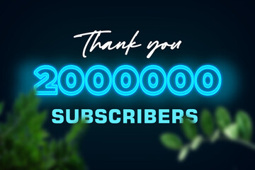 2000000 subscribers celebration greeting banner with Glow Design