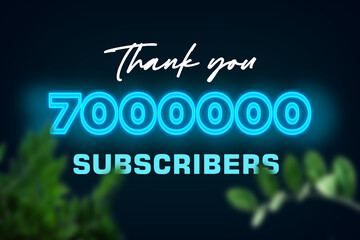 7000000 subscribers celebration greeting banner with Glow Design
