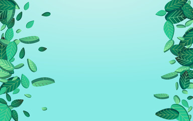 Swamp Foliage Tea Vector Blue Background Pattern.