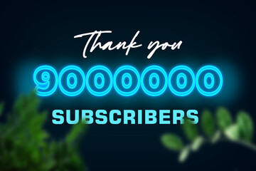 9000000 subscribers celebration greeting banner with Glow Design
