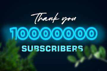 10000000 subscribers celebration greeting banner with Glow Design