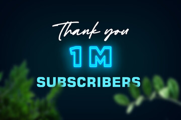 1 Millionillion subscribers celebration greeting banner with Glow Design