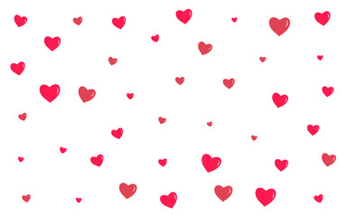 Pink Hearts Vector White Backgound. Happy Heart