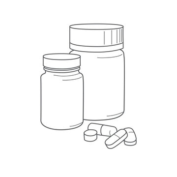 Vitamins, drugs, dietary supplements, vials, tablets and capsules