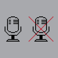 bitmap vector microphone and silent microphone, vector logo icon