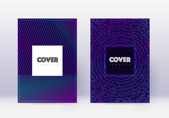 Hipster cover design template set. Neon abstract l