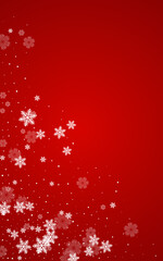 Obraz na płótnie Canvas Silver Snow Vector Red Background. Christmas