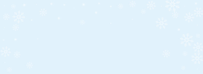 White Snowflake Vector Panoramic Blue Background.