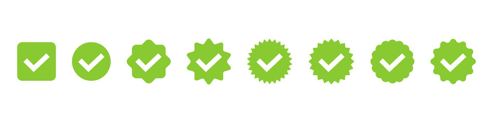 Checkmark icon. Check mark vector sign. Checkbox mark set. Approved tick icon. Done checkmark badge isolated.