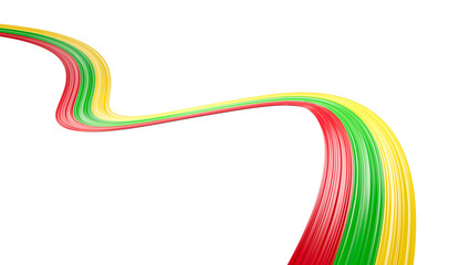 Myanmar Burma flag colors ribbon on isolated background 3d illustration