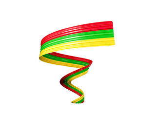 Myanmar Burma flag colors ribbon spiral twisted on isolated background 3d illustration