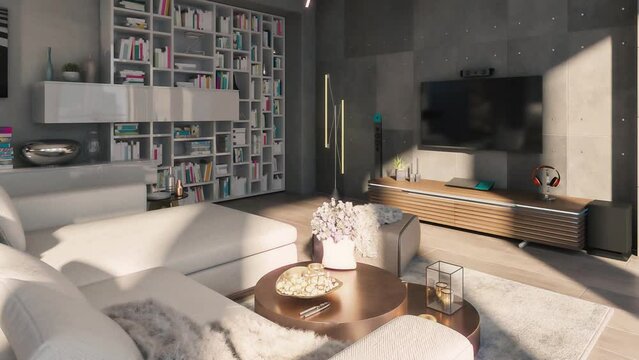 Penthouse Open Area Luxury Flat - 3d camera fly through animation