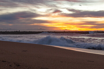 sunset over the beach