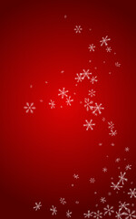 Obraz na płótnie Canvas White Snowfall Vector Red Background. magic Snow