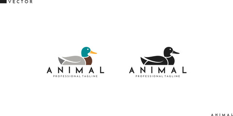Duck logo. Abstract birds on white background