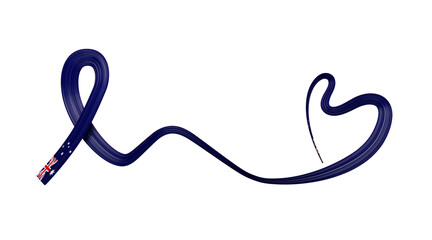Fototapeta na wymiar Australian flag heart shaped ribbon background 3d illustration
