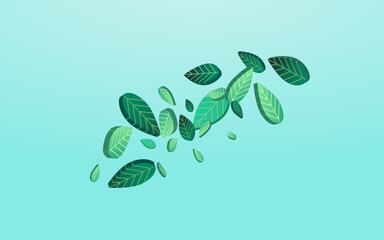 Lime Foliage Tree Vector Blue Background Pattern.
