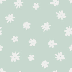 Fototapeta na wymiar Cute Bright Flowers. Decorative vector seamless pattern. Repeating background. Tileable wallpaper print. 