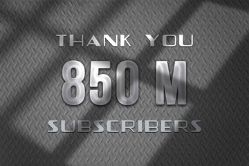 850 Million  subscribers celebration greeting banner with Steel Design