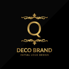 letter Q decorative brand retro swirl vector initial logo