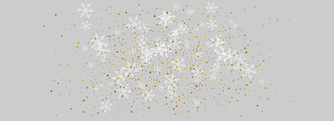 Silver Snowfall Vector Panoramic Grey Background.
