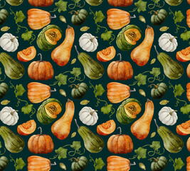Pumpkins autumn composition