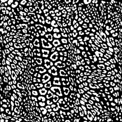 Black and White Leopard. Decorative vector seamless pattern. Repeating background. Tileable wallpaper print.
