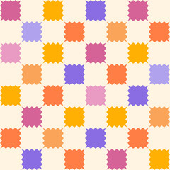 Abstract seamless pattern. Retro checkered colorful background. Vector texture for print, textile, fabric.