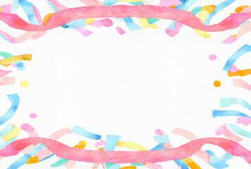 Generative ai illustration happy party background with colorful stripes and dots in pastel colors with lots of copy space in the center. Party invitation 