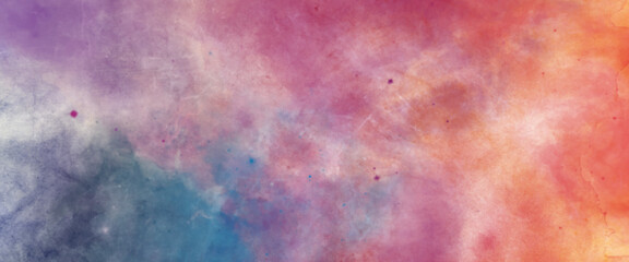Abstract colorful background. Colorful acrylic watercolor grunge paint background. Outer space. Frost and lights background. Nebula and stars in space