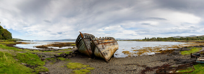 Derelict boat wrecks on the Isle of Mull, Scotland