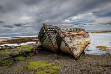 Derelict boat wrecks on the Isle of Mull, Scotland