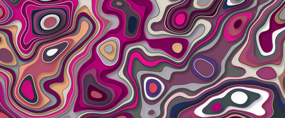 Abstract modern geometric shape multi-layer papercut. Colorful origami smooth geometric shapes. Luxury paper cut 3d background. Paper craft landscape with gradient fade colors.