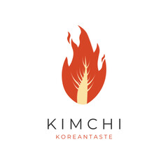 Fire Kimchi Korean Food Illustration Logo