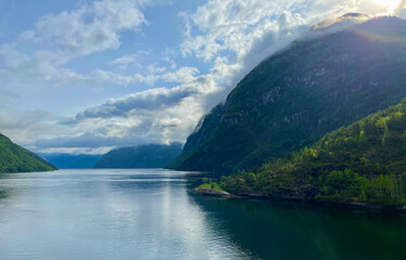 Beautiful fjords on a cloudy day in Norway