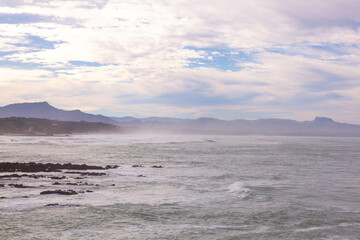 landscape with mountains and ocean