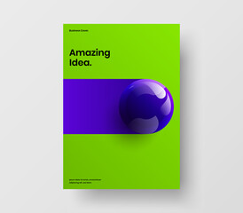 Clean company cover design vector illustration. Minimalistic 3D balls postcard template.