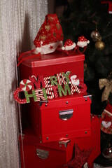 christmas gift box with decorations