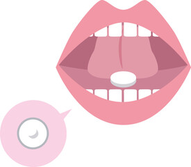 舌下錠の使用方法のイラスト（舌下免疫療法など）