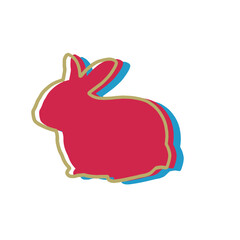 座るうさぎ　カラフルシルエットイラスト