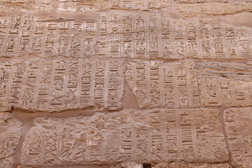 Amazing ancient egyptian hieroglyphs carved at Karnak temple in Luxor 