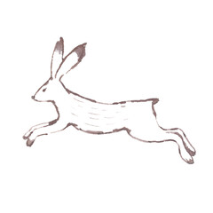 Watercolor illustration of a hare. Hand-drawn illustration, perfect for printing on postcards