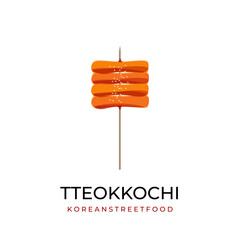 Tteokbokki Illustration Logo With Bamboo Skewer or tteokkochi