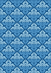 Seamless pattern of symmetrical shapes in blue