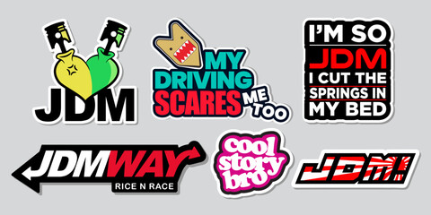 Funny Japanese Car Stickers in Vector © Pixelprime