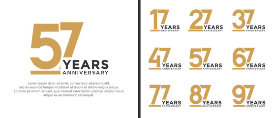 set of anniversary logo style flat gold and black color for celebration