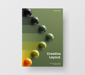 Multicolored 3D balls cover concept. Minimalistic postcard design vector template.