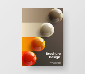 Premium 3D spheres company brochure layout. Creative catalog cover vector design template.